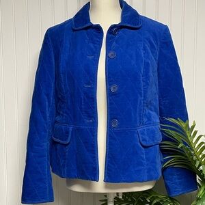 Talbots Quilted Velour Sapphire Blue Jacket Women’s 6